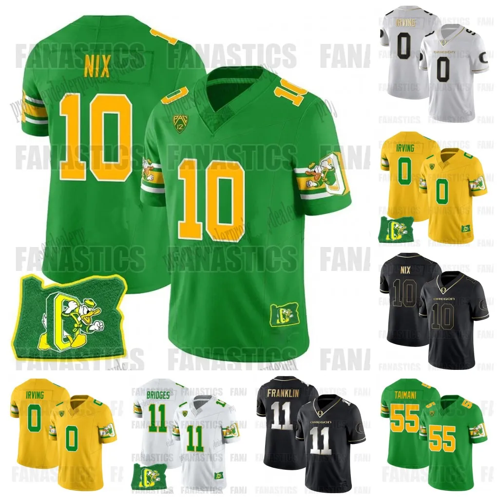 10 Bo Nix Oregon Ördek Koleji Futbol Forması Jersey Justin Herbert Bucky Irving Troy Franklin James Gary Bryant Jr Traeshon Holden Tysheem Johnson Whittington Custom