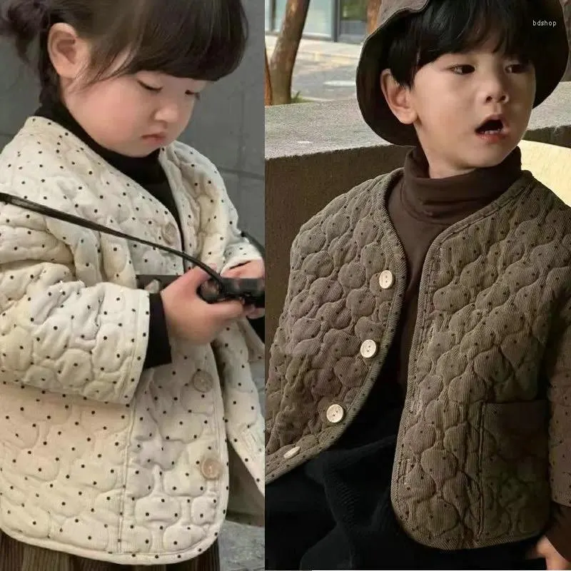 Casaco para baixo meninos meninas acolchoado roupas de algodão estilo coreano engrossado topo 2023 outono e inverno roupas