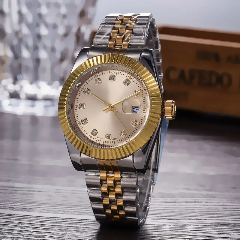 Relogio Masculinoは、カレンダー括弧付きの豪華な盗みのファッションブラックダイヤルを時計折りたたみ折りたたみマスター男性ギフトルクサリーメンズの女性時計38mm