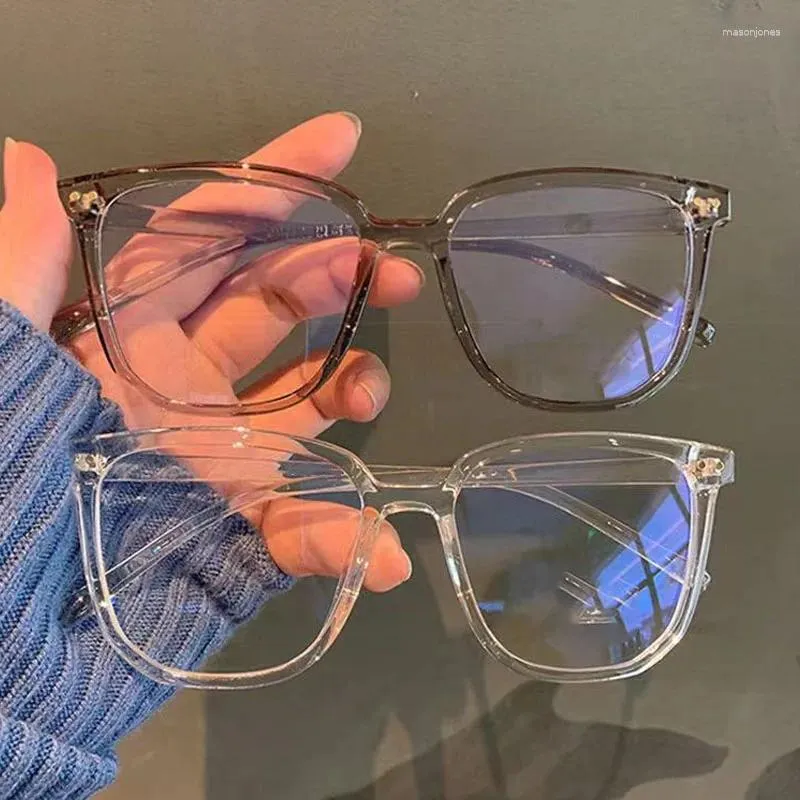 Solglasögon retro platt spegel fyrkantig stora glas ramar män kvinnor dator anti blå ljus glasögon optiska tillbehör gåvor