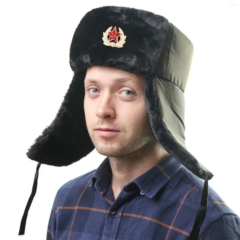 BERETS B OMBER HATS THE SOVIET UNION EMBLEM DESIGN DESIGN OUTDOOR COLD COLOD UNISEX厚い帽子温暖化釣りサイクリングコットンイヤマ