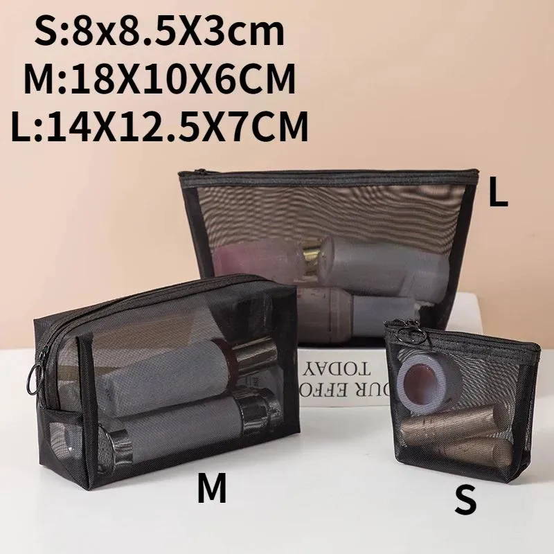 Beauty case trasparente da 21,1 x 15 x 8,9 cm, confezione da 2 trousse in PVC per trucchi e cosmetici, con manico con cerniera, impermeabile, per viaggi, casa, colore: verde, Trasparente