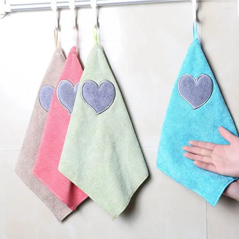 Ręcznik 1pc Soft Love Heart Wzór dłoni dłoni do naczyń sprzątanie wisząca tkanina domowa
