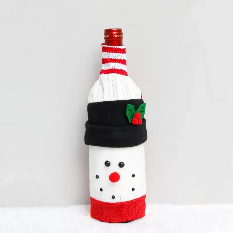 Christmas Wine Bottle Bags Xmas Santa Reindeer Snowman Wine Bottle Covers Gift Bags for Christmas Party Dining Table Decorations