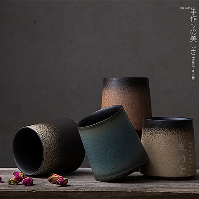 Kupalar Jingdezhen'den Chu Kiln Antik Porselen ve Japon retro sanatsal minimalist marka ile el yapımı seramik fincan