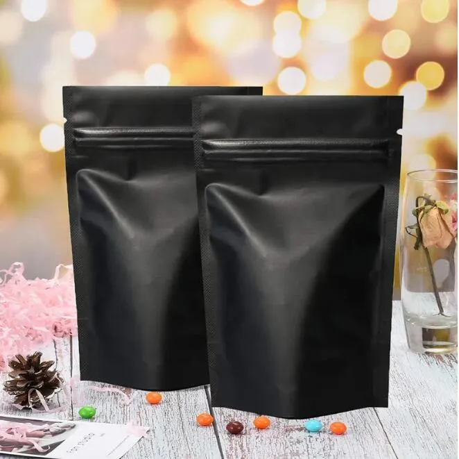 9 Size Matte Black Smell Proof Stand Up Bags Resealable Mylar Bags Foil Pouch Double-Sided Self seal Bag Wholesale