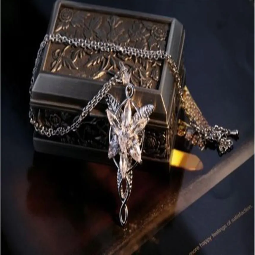 Gioielleria di moda COOL The LOTR 18K White Gold riempito Arwen Evenstar White Sapphire CZ Collana pendente per regalo di nozze297P