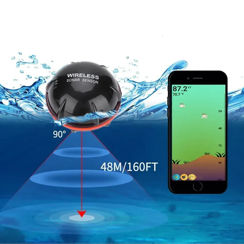 Fish Finder XA02 Sonar intelligent sans fil Bluetooth détecteur de poisson 48 m/160 pieds équipement de pêche en plein air Portable pour IOS Android 231016