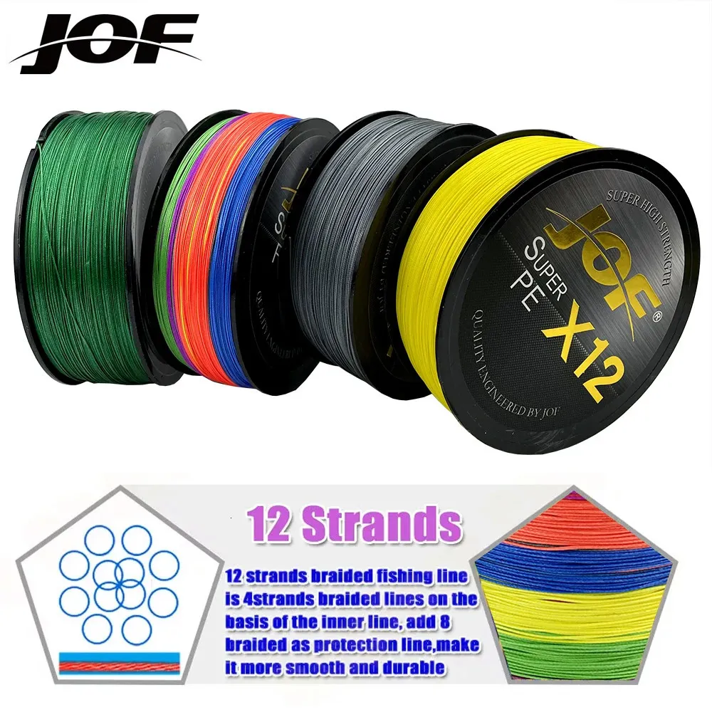 Braid Line JOF 12x Janpan Imported Fible Silk Fishing Line300M High-Density weaving Mehtord Fishing Line 25LB 30LB 39LB 50LB 65LB 77LB 92LB 231016