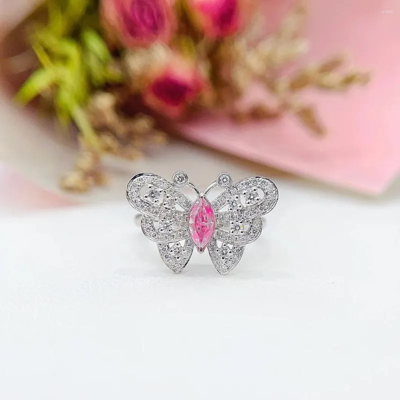 Clusterringen YM2023 Natuurlijke Roze Diamanten 0,26 ct Massief 18K Goud Vrouwelijke Bruiloft Verloving Voor Vrouwen