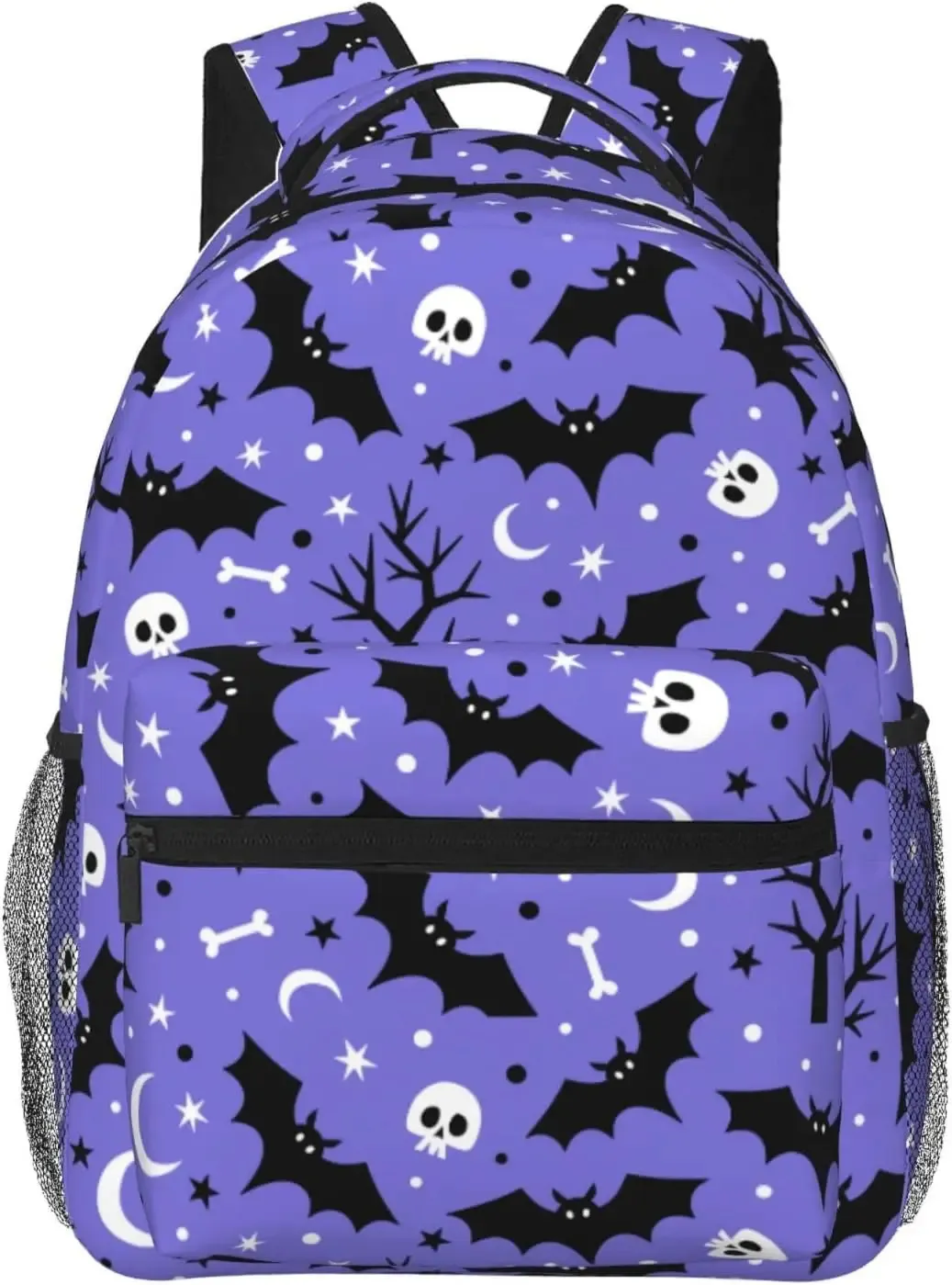 Школьные сумки Хэллоуин Летучая мышь Череп Луна Звезда Легкий рюкзак для ноутбука для женщин и мужчин Колледж Bookbag Повседневный рюкзак Дорожная сумка 231016