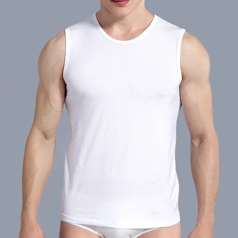 Mens Tank Tops Kft Mens ärmlös muskel tee bomullsfast blank t -skjorta sommar gym för män