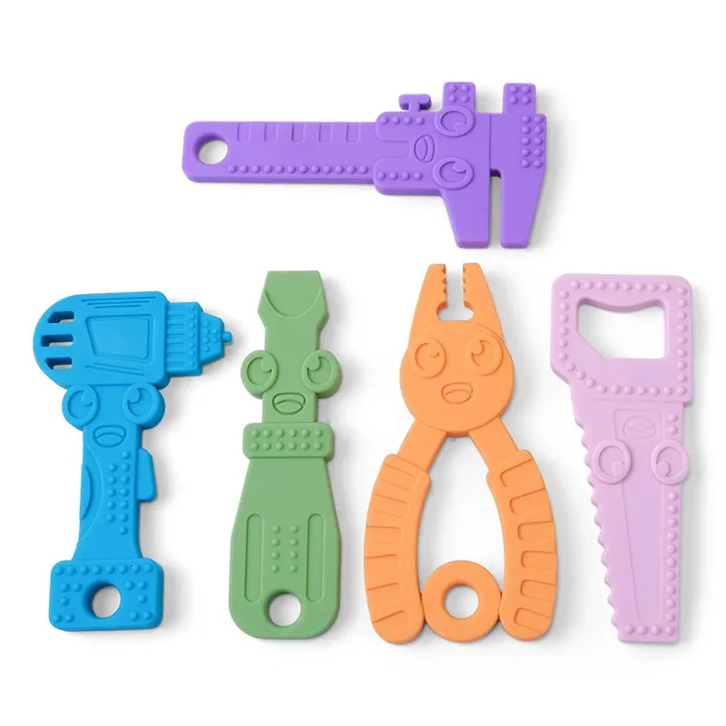 Mordedores brinquedos 4/5 pc bebê silicone mordedor chave de grau alimentício brinquedo de mascar silicone pequena haste bens das crianças presente da enfermeira bebê mordedor brinquedos 231016