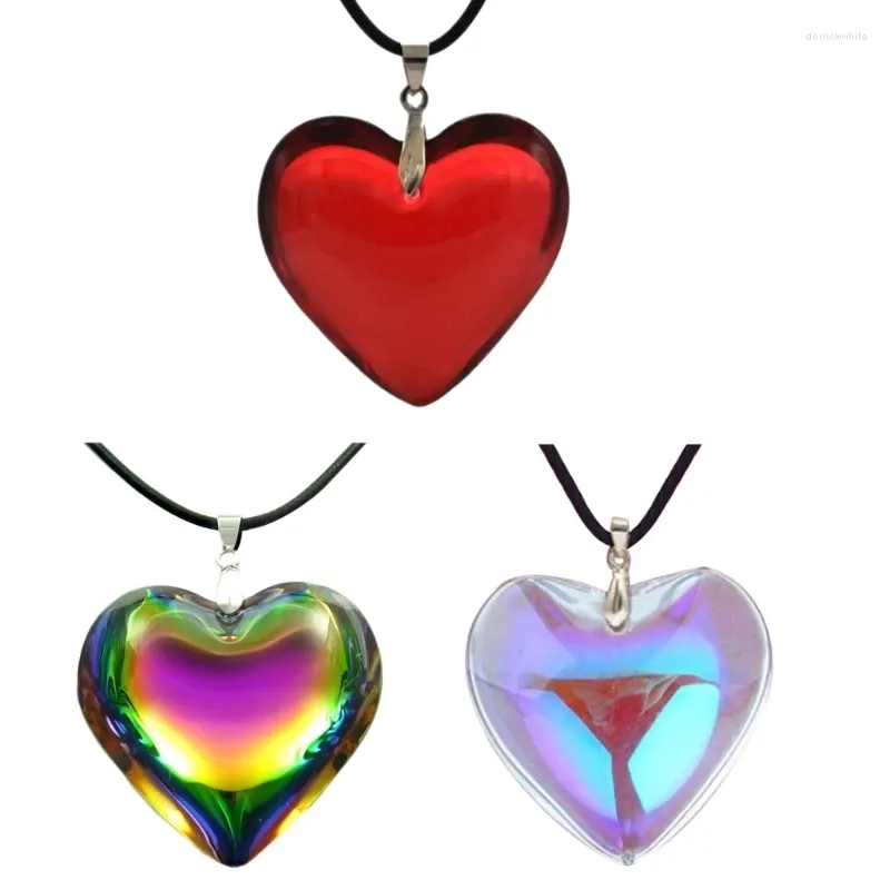 Anhänger Halsketten Mode Glas Herz Halskette Für Paar Frauen Kristall Anhänger Schlüsselbein Kette