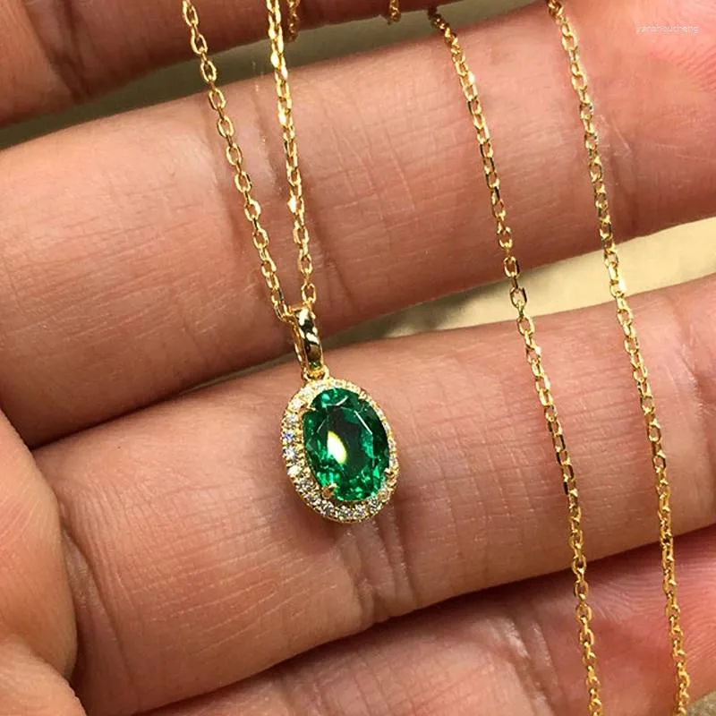 Ожерелья с подвесками Huitan, простые и элегантные зеленые циркониевые ожерелья золотого цвета, женское ожерелье на годовщину свадьбы, вечеринку, модные аксессуары