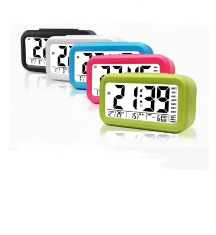 10✓ Rechargeable Alarm Clock LED Digital Display Calendar Temperature Backlight Mute Function Table Clock For Home Oiffce 12/24 H Desktop Clock - View #3