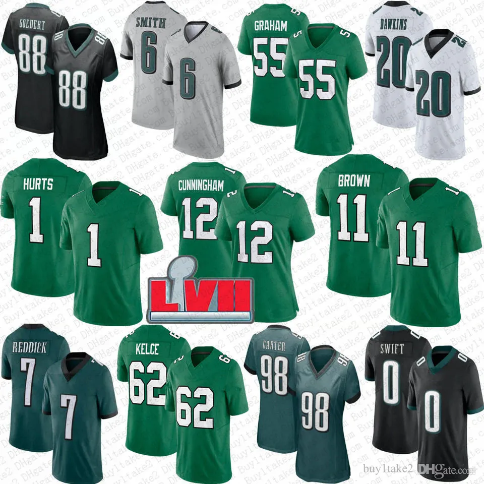 Jason Kelce Jalen rani koszulkę piłkarską AJ Brown Devonta Smith d'Andre Swift Brian Dawkins Haason Reddick Nolan Jalen Carter Lane Johnson Goedert Darius Slay Mailata