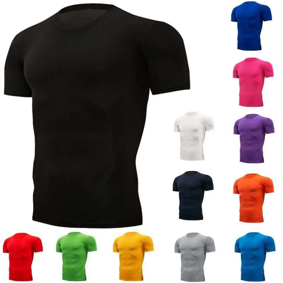 Men's T-Shirts Quick Dry Running Compression T-shirt Breathable Suit Fitness Tight Sportswear Riding Short Sleeve Shirt Worko2369