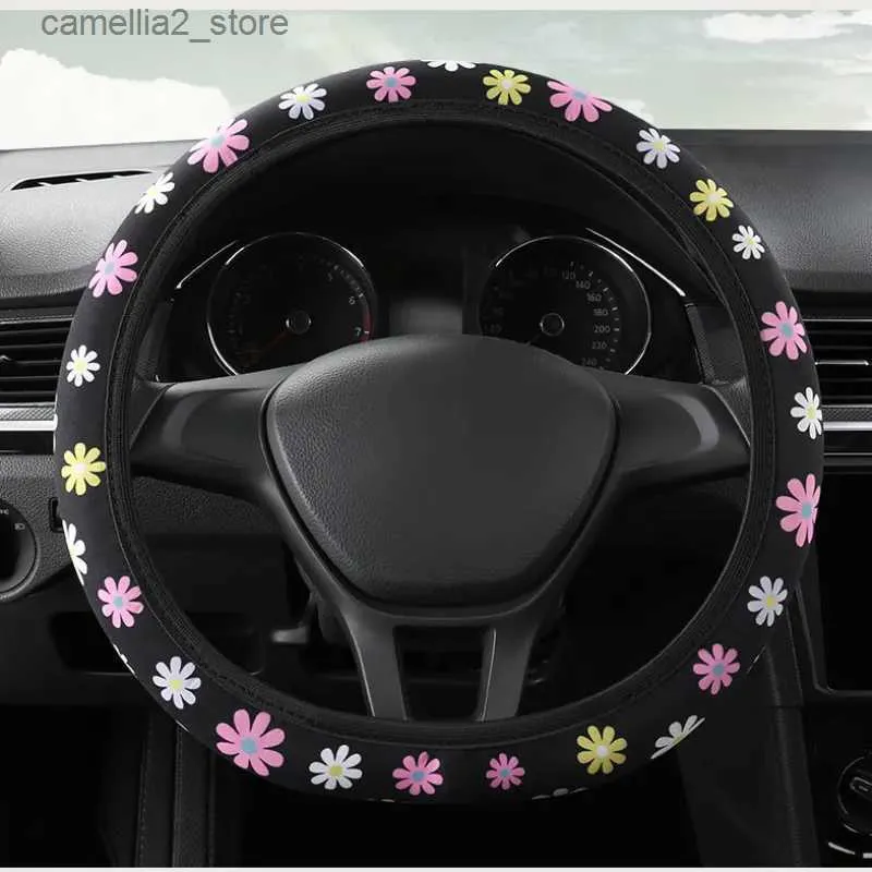 تغطي عجلة القيادة سيارة تغطية 38 سم للنساء الزهور طباعة مكافحة القطع القوية فولانتي الملحقات Q231016