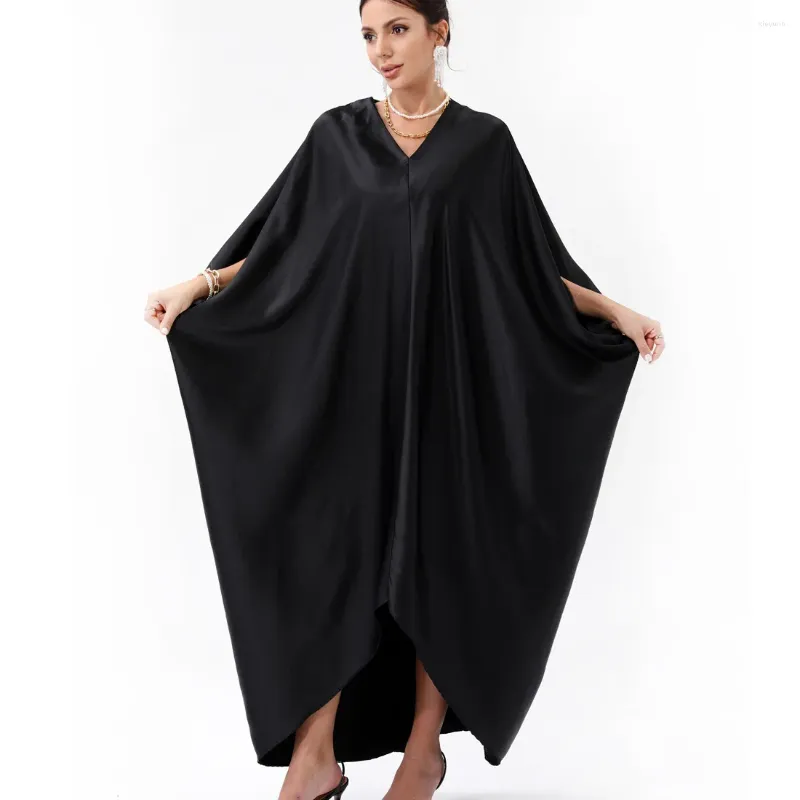 Sıradan Elbiseler Kadın Elbise Orta Doğu Cüppeler Satin Pijamalar Uzun 100-300 kg Büyük boyutlu Gevşek Çöp Mançaları Chauve Souris Femme