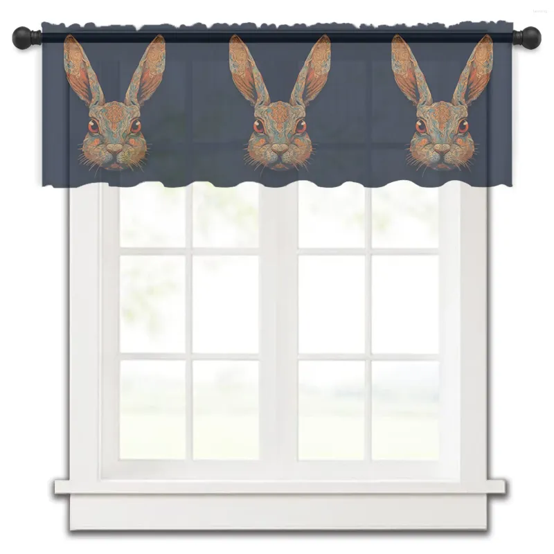 Curtain Ears Eyes Beard Texture Small Window Valance Sheer Short Bedroom Home Decor Voile Drapes