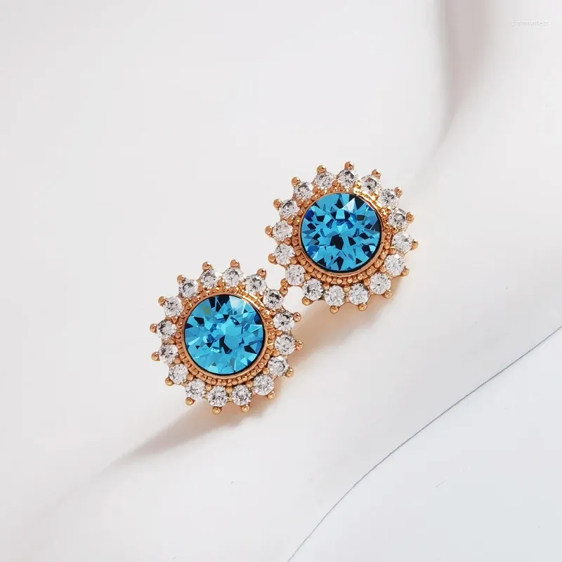 Kolczyki stadninowe kryształy z austrii damskie piercingowe najwyższej jakości okrągłe designerskie stadniny kolce walentynkowe dziewczęce prezenty biżuterii