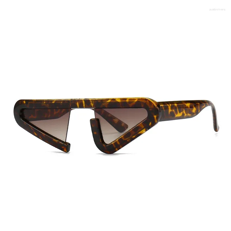 Lunettes de soleil uniques triangulaires œil de chat femmes Vintage personnalité semi-sans monture lunettes drôles nuances UV400 hommes Triangle lunettes de soleil