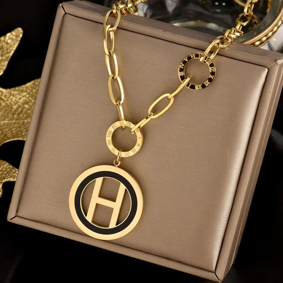 Fashion Simple letter alphabet H pendant necklace for women gold sliver rose color clavicle chain jewelry Gift2499