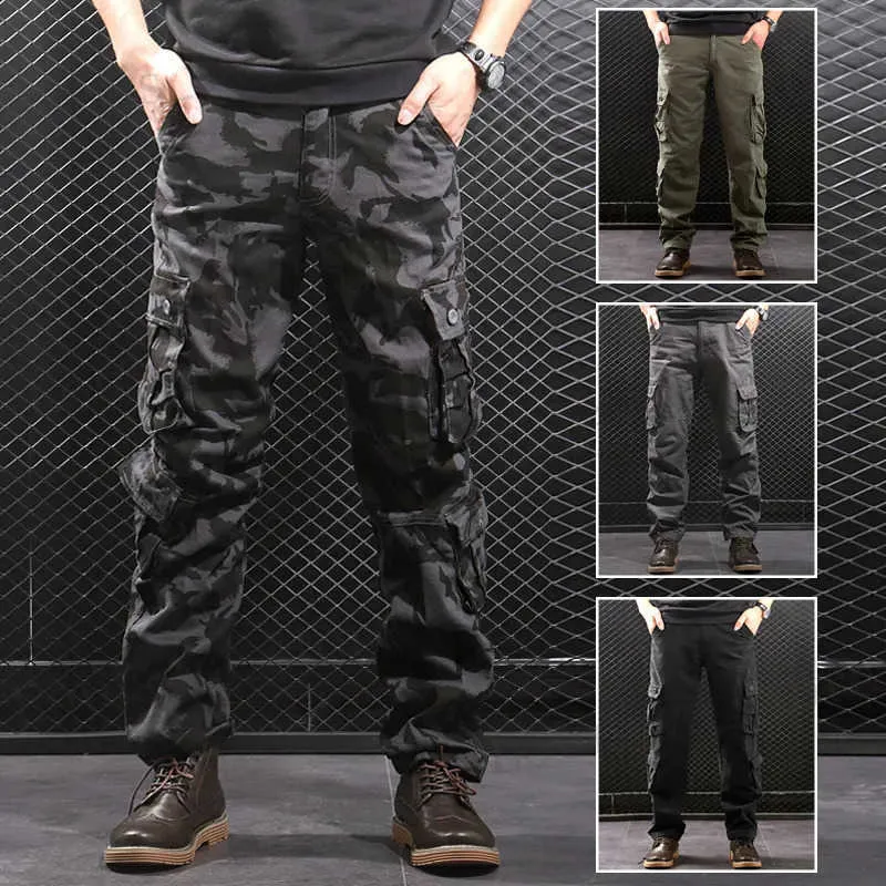 Herenbroeken Heren Camouflage Tactische Militaire Broek Cargo Hoge kwaliteit Sport Joggers 8 Pocket Loose Army Baggy Camo Mannelijke wandelbroek T231016