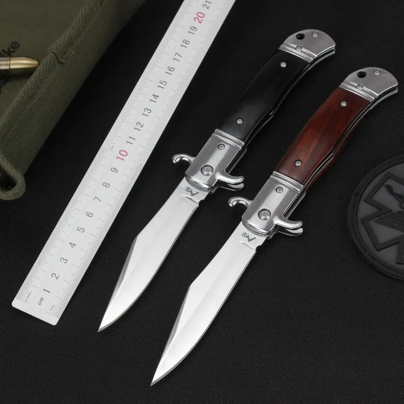 Couteau pliant automatique de 9 pouces, couteau de camping de poche de chasse multifonctionnel, couteau de survie tactique en acier inoxydable avec interrupteur couteau OTF pour l'extérieur