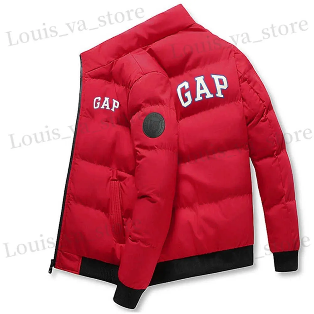 Jaquetas masculinas 2023 casaco de inverno quente jaqueta casual para baixo algodão cheio de zíper camisa gola chapéu carta impressão parka t231016