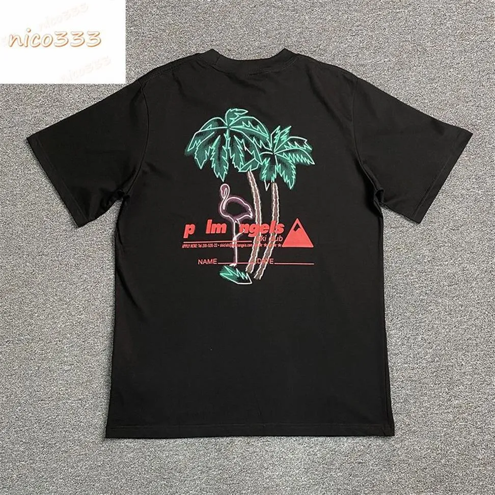 23ss Nouveau coco oiseau plage lettre boîte aux lettres impression monogramme noir beige hommes femmes rue manches courtes t shirt293I