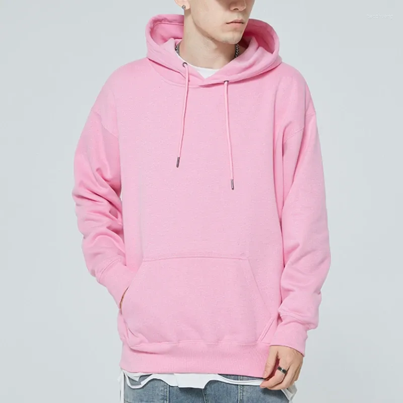 Hoodies masculinos camisola de lã inverno 2023 algodão básico hoodie oversized gota ombro grosso lã quente com capuz moletom pulôver