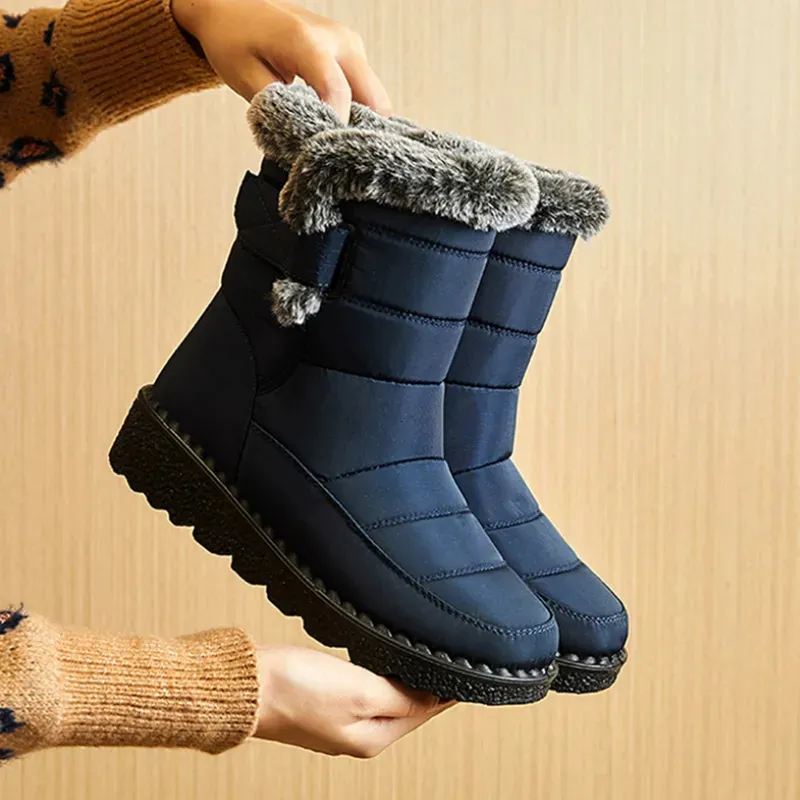Ботинки, непромокаемые зимние ботинки для женщин, длинные плюшевые зимние сапоги из искусственного меха, женские ботильоны на платформе, теплая хлопковая парная обувь 231016