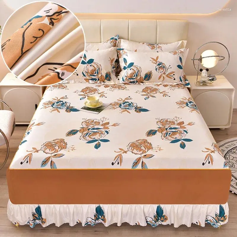 Bedrok Bloemenstijl Huidvriendelijke hoezen Antislipmatrasbeschermers Roupa De Cama Bedsprei met print (geen kussensloop)