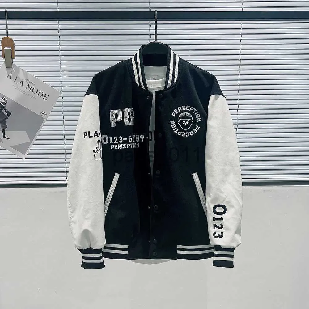 Herrjackor Spring University Jacket Män Hip Hop Leisure Harajuku Patch Work Cartoon Boy Letter Brodery Super Large Baseball Uniform 2023 Autumn X1016