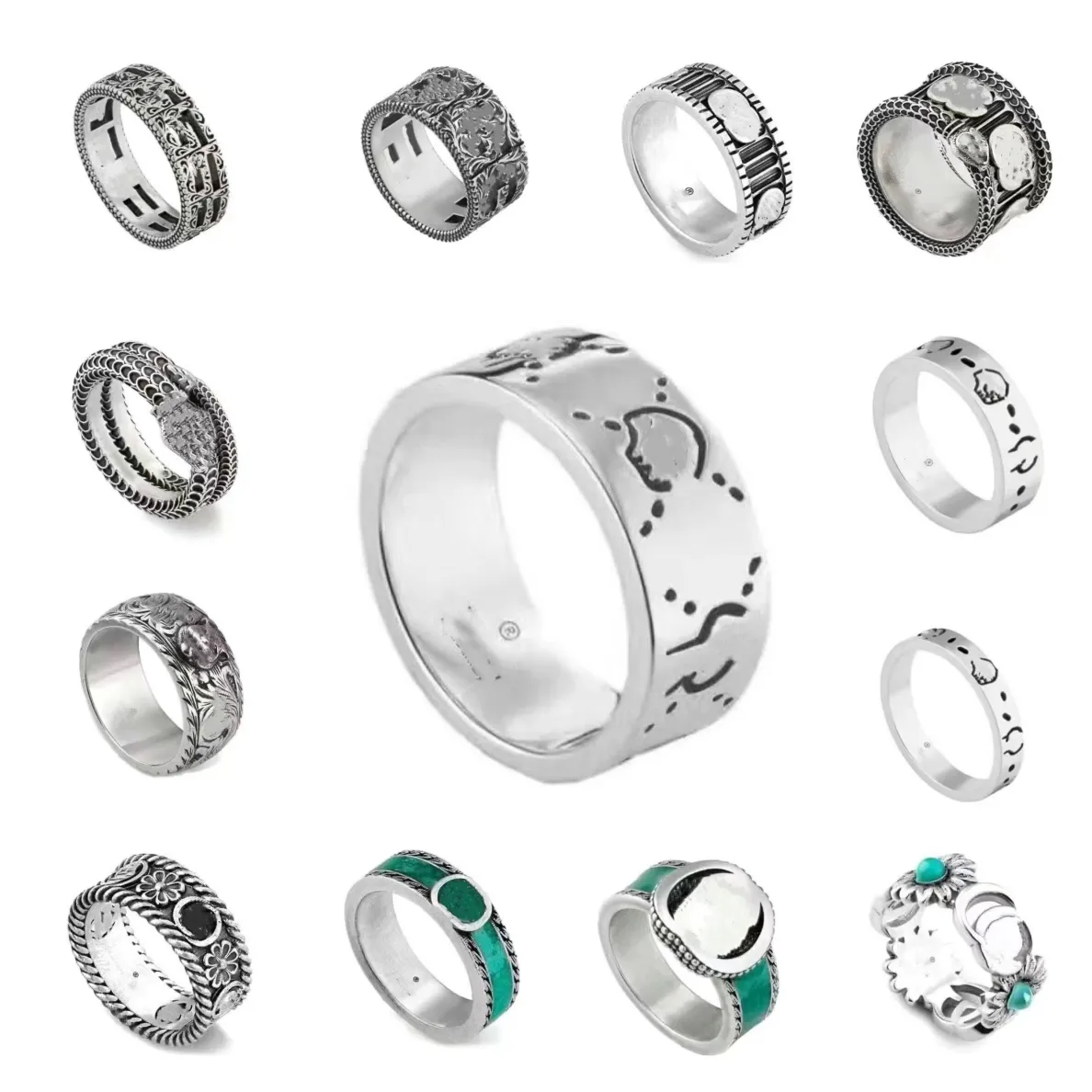 High quality Ring Titanium steel silver love rings designer luxury jewelry men and women spirit heart rings party engagement confession wedding Ring with green box