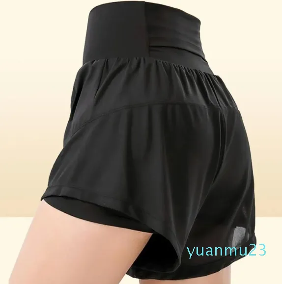 Yoga sommar sexig hög midja shorts mesh andningsbar fukt absorption färg sport fitness körning