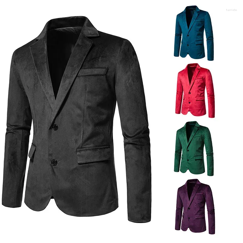 Mäns kostymer 2023 Casual Solid Color Versatile Fashion Personality 2 Button Coat Suit Wedding Dress Men