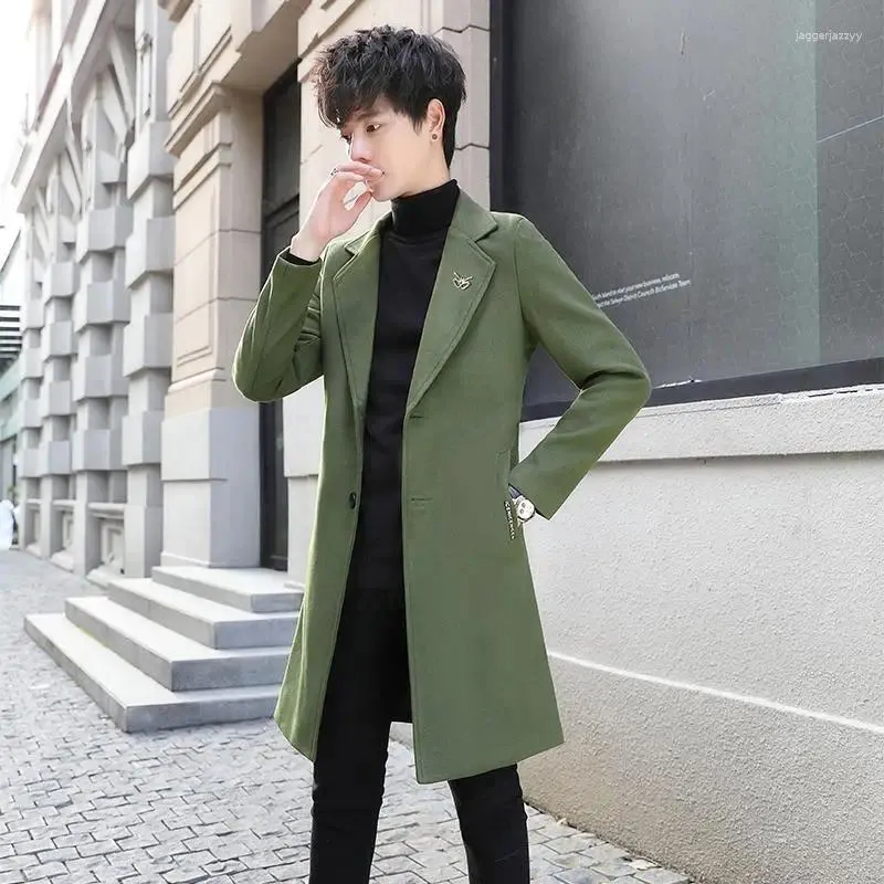DHgate Mens M 4XL Plus Size Wool Blend Winter Overcoat Casual Warm Slim Fit Peacoat for Men Apparel
