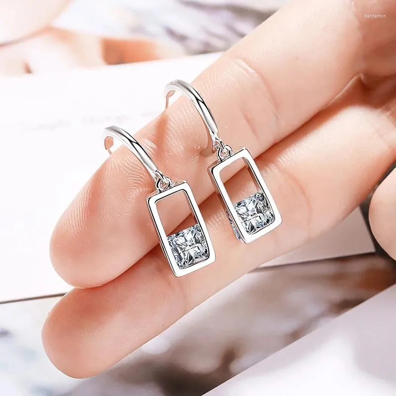 Dangle Earrings Hollow Rectangle 5a Zirconia Stone Pendant Drop Fashion Korean Style Memale Jewelry Accessoriesギフト