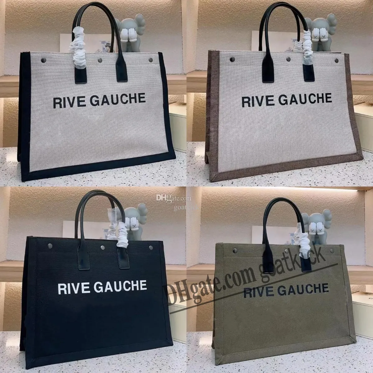 Rive Gauche Designer Tote Sacs Grande Capacité Plage Sac À Main Sac de luxe Femme noir Lin Ravel Satchel Portefeuille Shopping Totes Portefeuilles