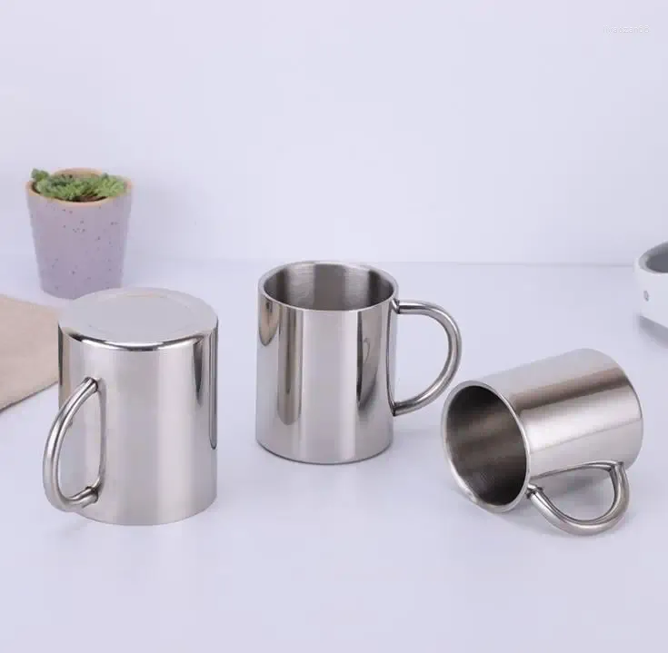 Mugs Mug Coffee Tumbler 400ml 300ml 18/8 Stainless Steel Beer Camping Tea Cup 2 Walls No Vacuum Portable SN1046