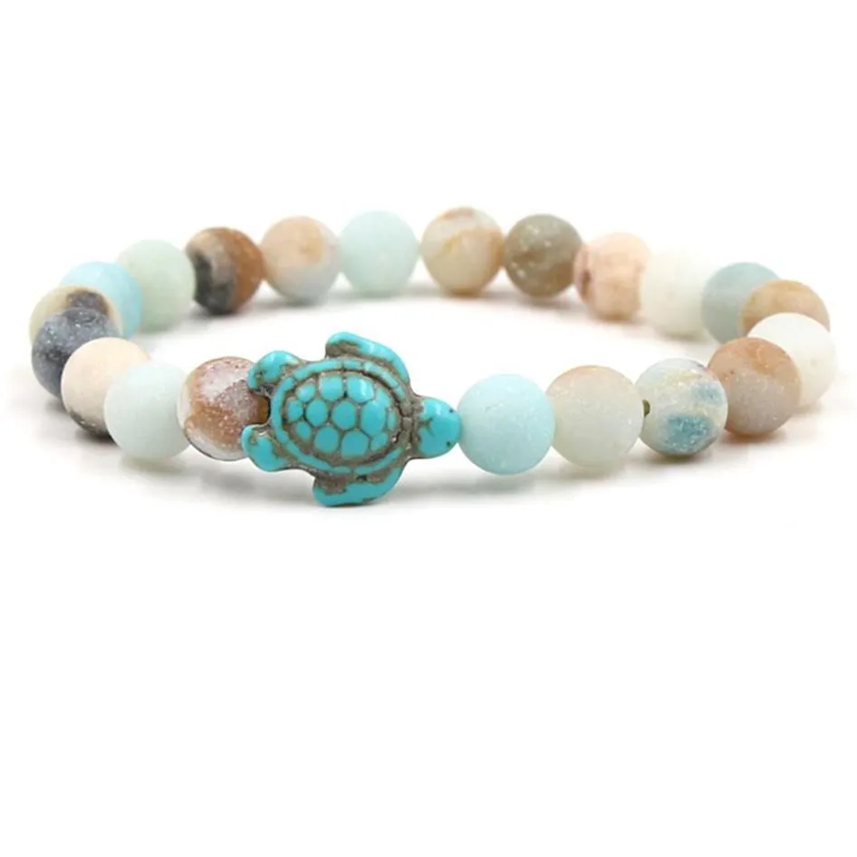 Drop pulsara Punk Summer Style Sea Turtle Borda i braccialetti per le donne Uomini Tiger Eye Bracciale in pietra naturale Gioielli299d