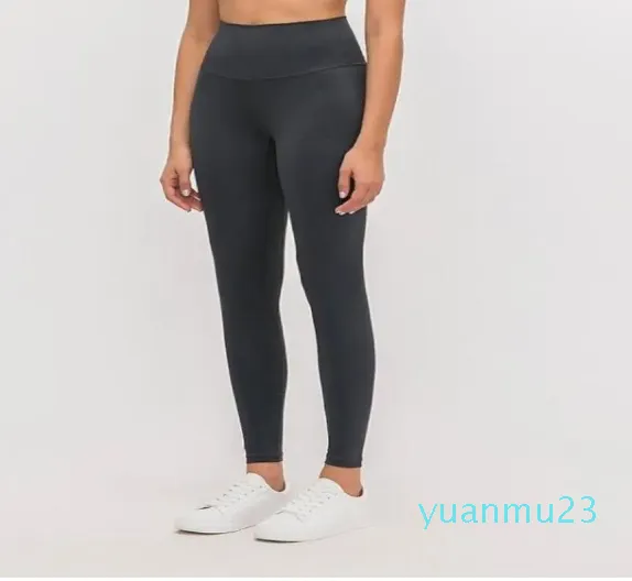 Traje de yoga Material desnudo Pantalones de mujer Color sólido Deportes Gimnasio Desgaste Leggings Cintura alta Elástico Fitness Lady Medias generales