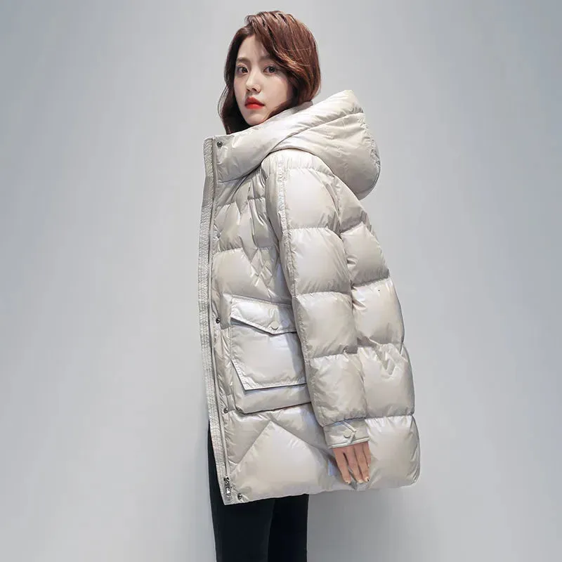 Women's Down Parkas 2023 Parka Winter Cotton Jacket Coat Ladies Long Hooded Outwear Thick Padded Female Overcoat Tops 231013
