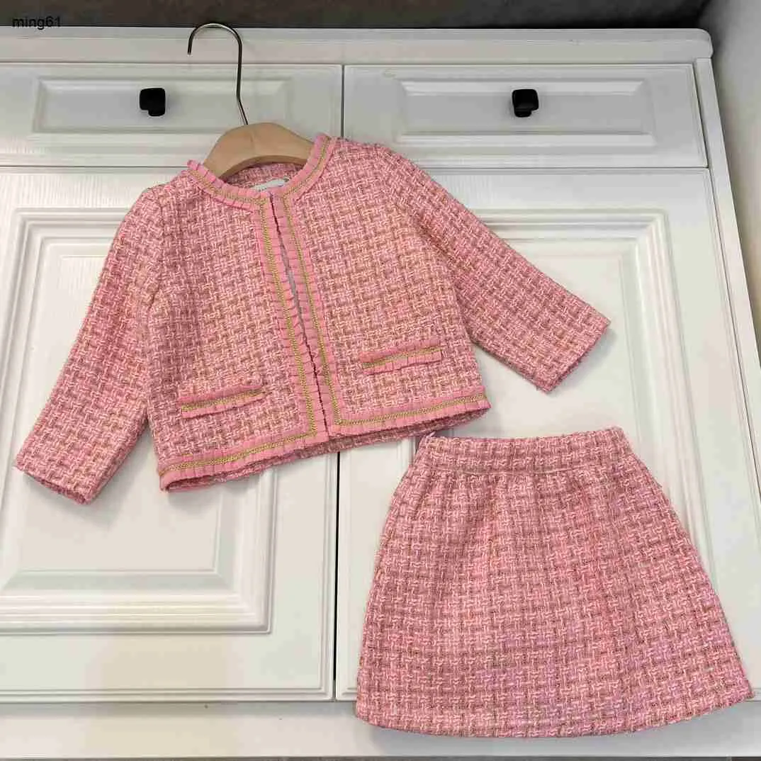 marca roupas de bebê designer meninas vestido ternos moda crianças conjuntos de outono tamanho 110-160 cm 2pcs design de malha cardigan e saia set01