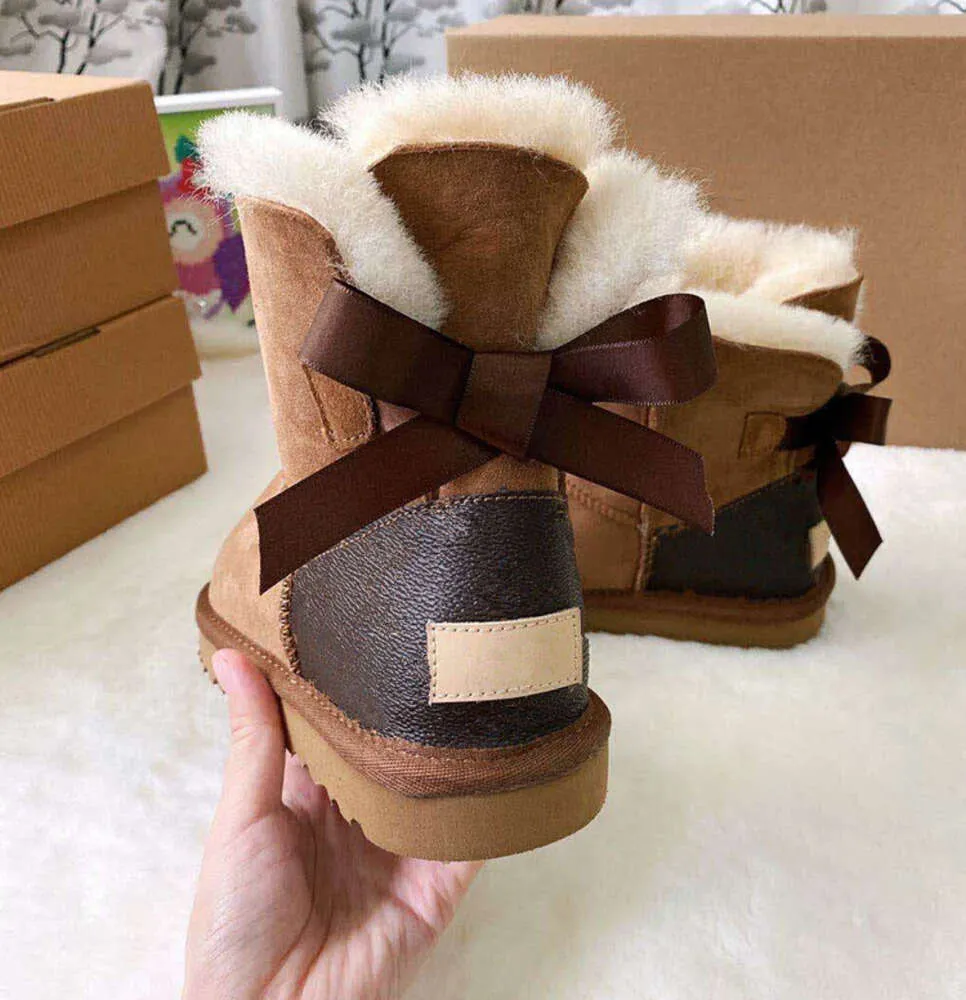 Mulheres crianças fita botas de neve novo design menina e childen inverno tornozelo sapatos bota 1254