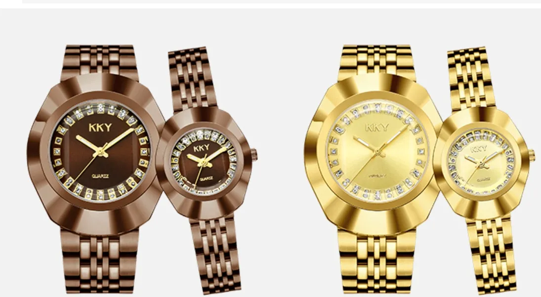 Armbanduhren KKY Marke Paar Gold Uhr männer Uhren Luxus Quarz Frauen Wasserdichte Damen Mode Casual Liebhaber Uhr
