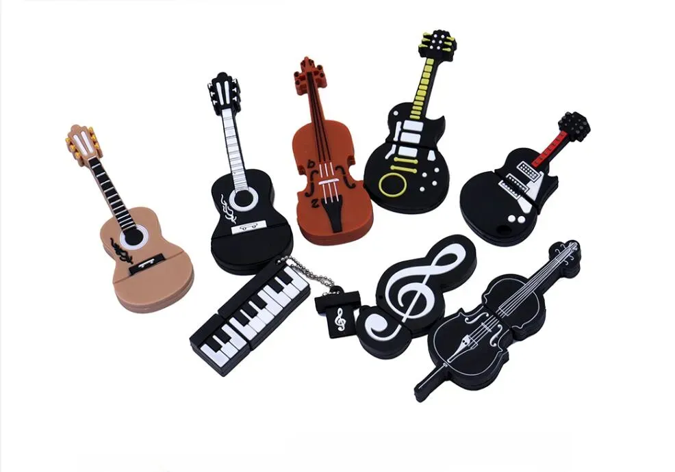 Modèle de musique clé USB lecteur de stylo de guitare clé USB de violon clé USB disque Beth U porte-clés gratuit 16GB 32GB 64GB LL